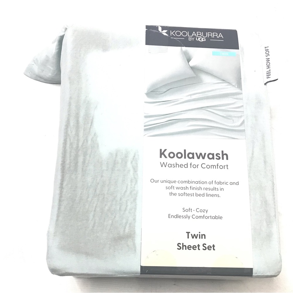 Koolaburra by Ugg TWIN Size 4-Piece Koolawash Sheet Set in Light Mint Green READ